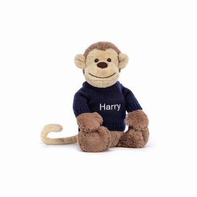 Jellycat Bashful Aap with Navy Jumper | FW5140283